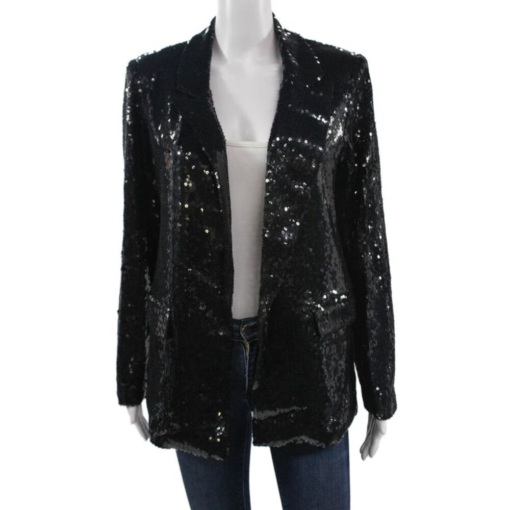 Picadilly Womens Black 80s Collared Long Sleeve Blazer Size M